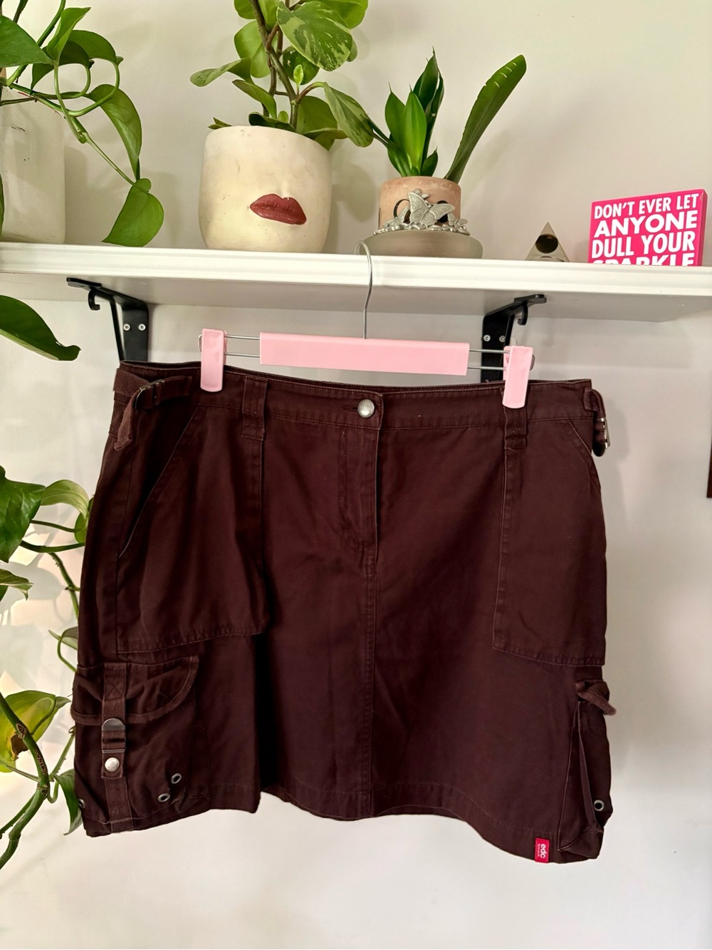 Cargo Mini Skirt in Dark Brown